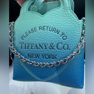 New Tiffany & Co. Return to Tiffany Blue Ombré Heart Micro Bag mini Tote w strap
